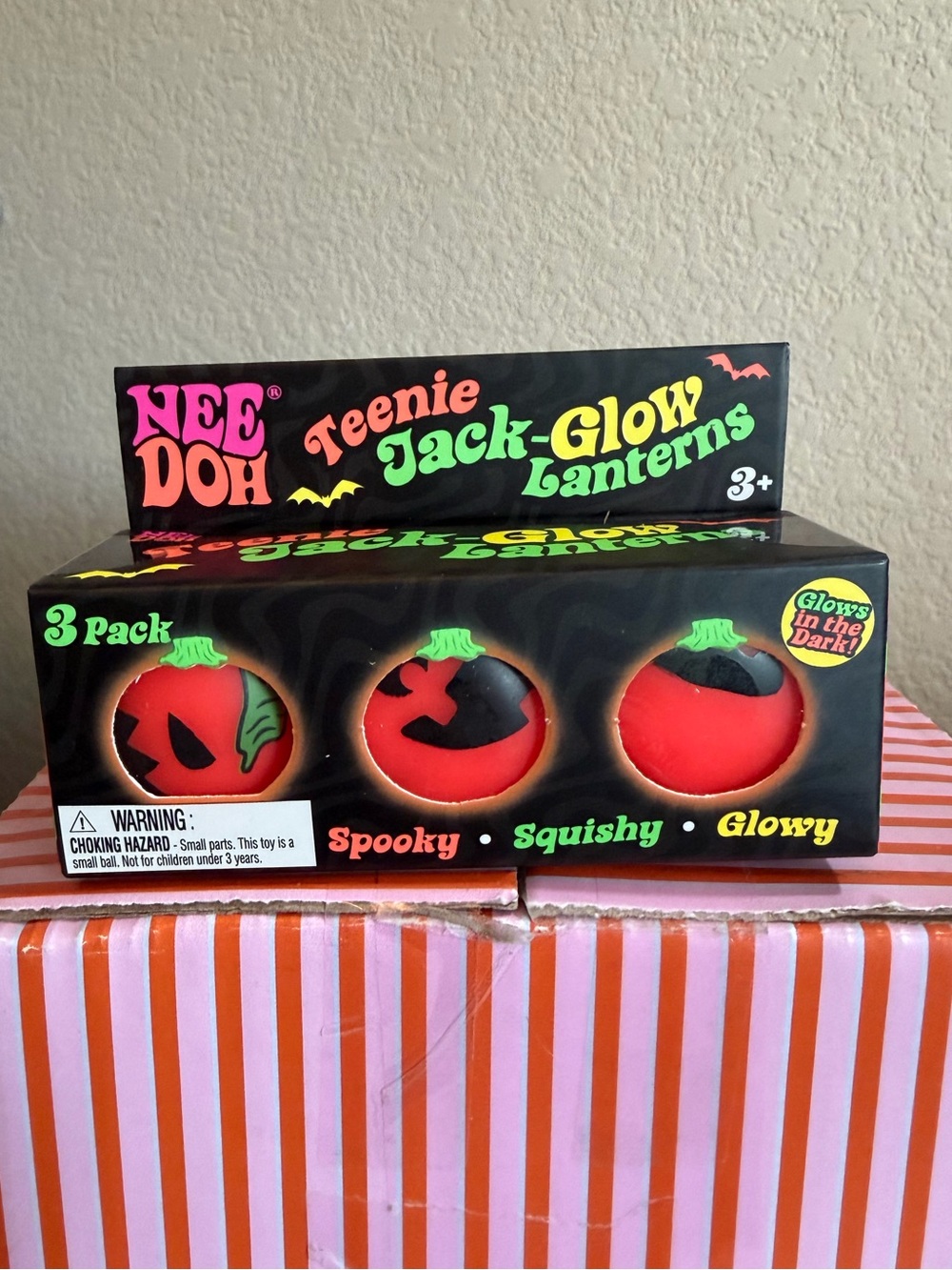 🎃🎃TEENIE “JACK-GLOW LANTERNS!” 3-Pack - Red Glow in the dark🎃🎃